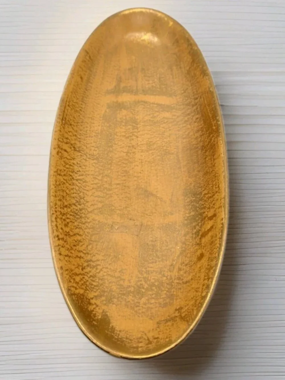 Vintage USA Stangl Pottery Granada Gold on Tan Body MCM Footed Oblong Dish Glam